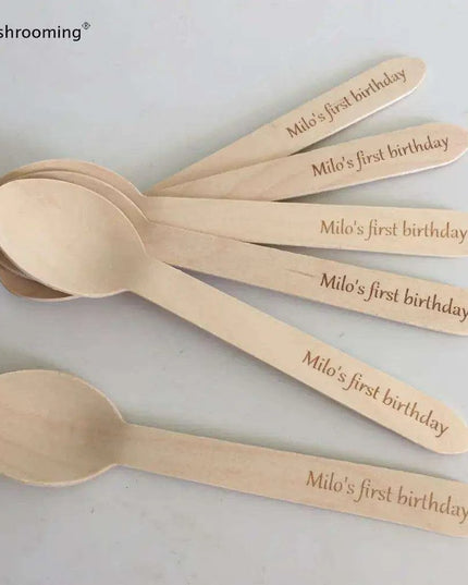 Customized 50-Piece Engraved Birch Wood Spoon Set for Special Occasions