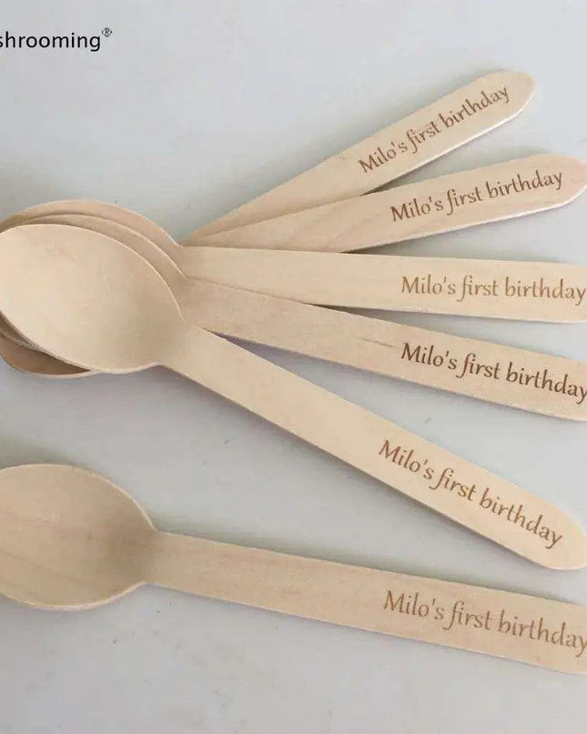 Customized 50-Piece Engraved Birch Wood Spoon Set for Special Occasions