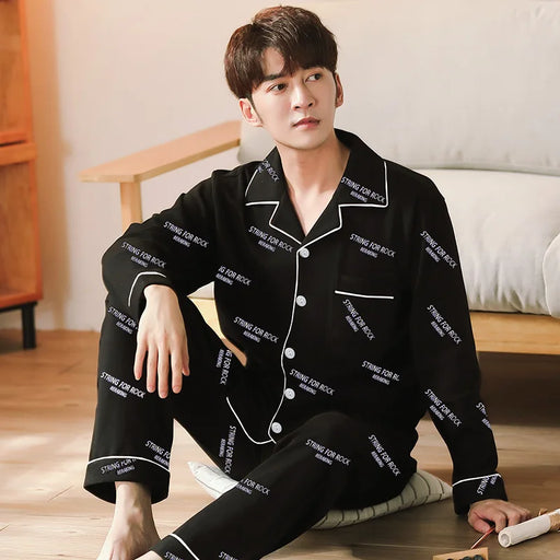 Comfort Chic: Korean Style Men's Cotton Pyjamas Set for Cozy Nights