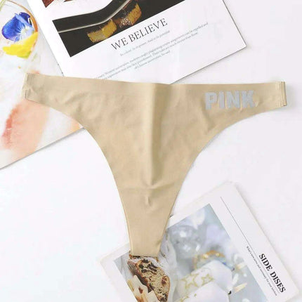 Elegant Seamless Low-Rise Ice Silk Thong Panties for Women - Chic Nylon Underwear in Assorted Colors