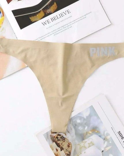 Elegant Seamless Low-Rise Ice Silk Thong Panties for Women - Chic Nylon Underwear in Assorted Colors