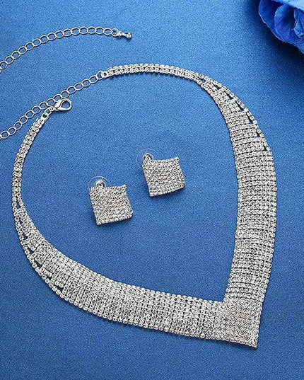 Glistening Grace: Stunning Crystal and Rhinestone Wedding Jewelry Set