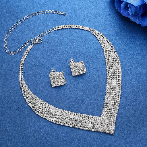 Glistening Grace: Stunning Crystal and Rhinestone Wedding Jewelry Set