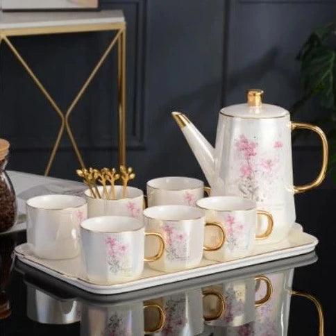 Nordic Gold Elegance: Premium Ceramic Tea and Coffee Set
