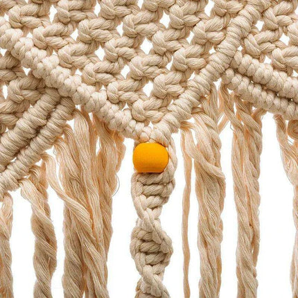 Artisanal Eco-Friendly Macrame Flag Wall Hanging with Wooden Dowel - Bohemian Home Decor