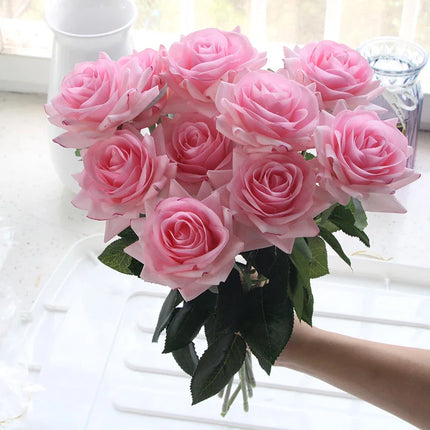 Real Touch Artificial Rose Flowers | Set of 7, 12 Colours