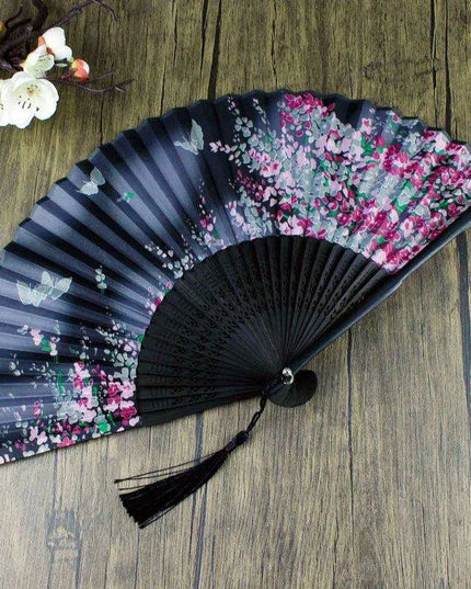 Elegant Vintage Chinese Silk Bamboo Folding Fan with Unique Designs
