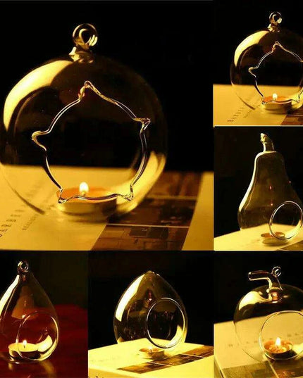 Charming Borosilicate Glass Hanging Candle Holder for Air Plants - Unique Handmade Design