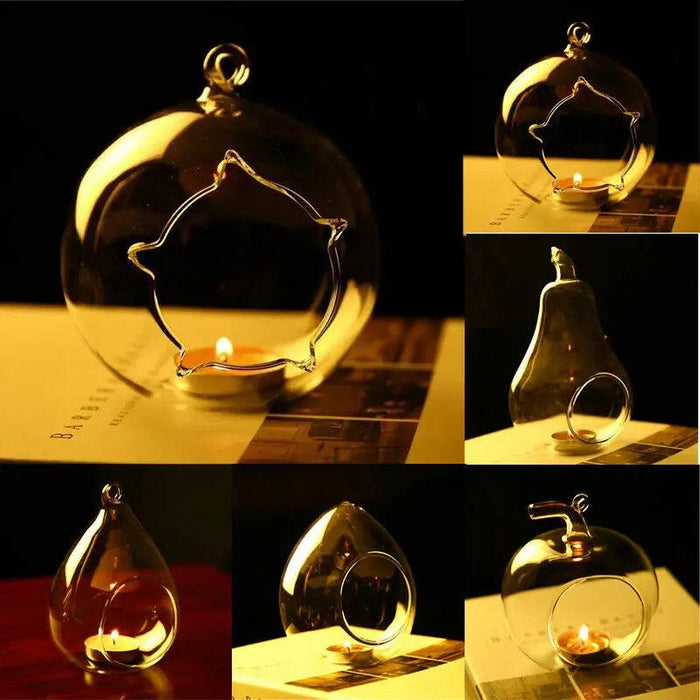 Charming Borosilicate Glass Hanging Candle Holder for Air Plants - Unique Handmade Design