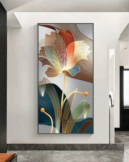 Elegant Golden Line Floral Abstract Canvas Art: A Luxurious Addition to Your Decor
