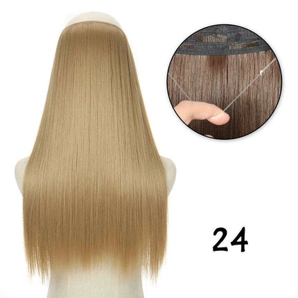 Blonde and Black Halo Hair Extensions for Effortless Volume and Length Boost