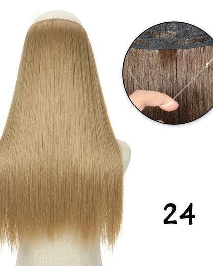 Blonde and Black Halo Hair Extensions for Effortless Volume and Length Boost