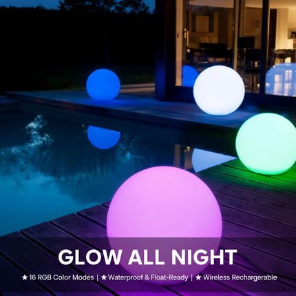 Waterproof RGB LED Garden Ball Light — Outdoor & Pool Decor, 12–40cm