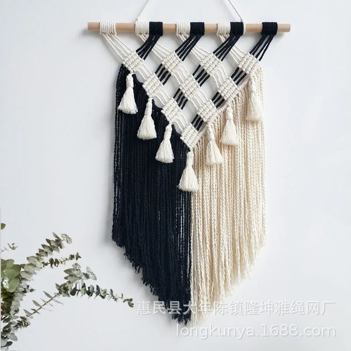 Bohemian Fringed Macrame Tapestry for Artistic Home Transformation