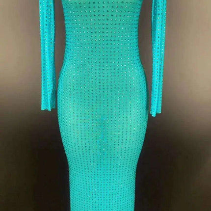 Radiant Elegance Rhinestone Evening Gown - Dazzling Party Wear