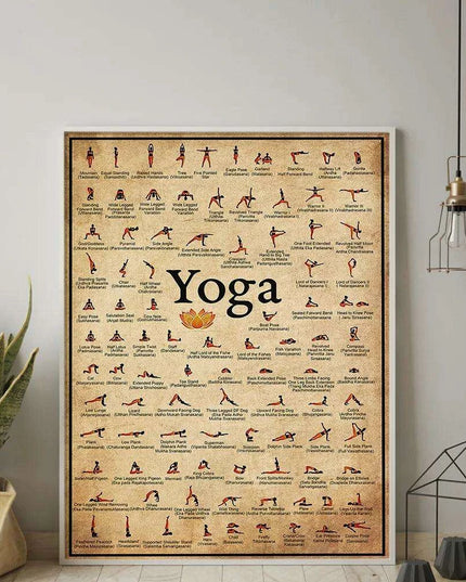 Tranquil Yoga Ashtanga Pose Chart Wall Art Canvas - Premium Zen Home Decor Piece