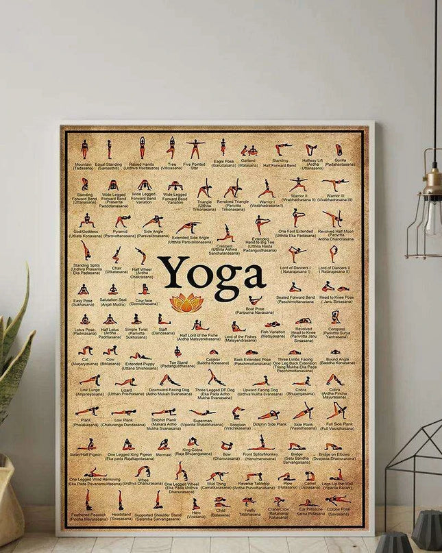 Tranquil Yoga Ashtanga Pose Chart Wall Art Canvas - Premium Zen Home Decor Piece