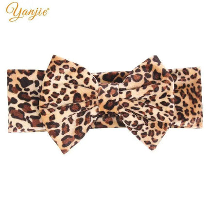 Leopard Print Velvet Headband and Hair Bow Set - Stylish Hair Accessories for Fashion-Forward Girls
