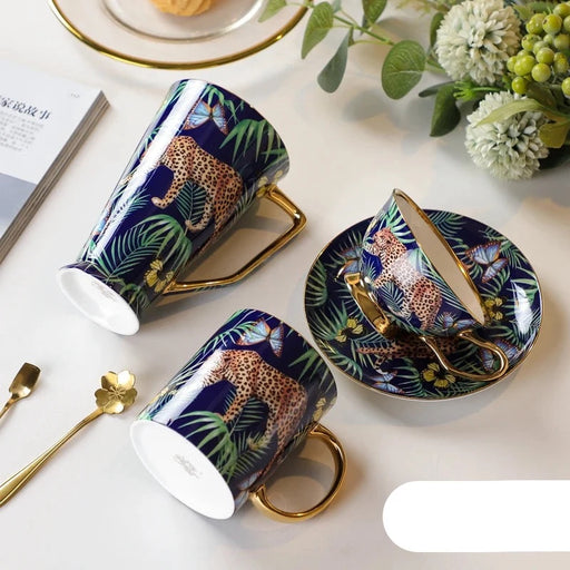 Elegance Embodied: Antique Bone China Gold Coffee Cup Plate Set - European Tea Set