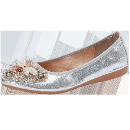 Radiant Rhinestone Bee Women's Flats - Elegant Crystal Embellished Shoes