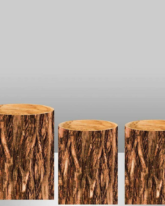 Customizable Wood Bark Elastic Fabric Cylinder Covers for Stunning Dessert Table Decor