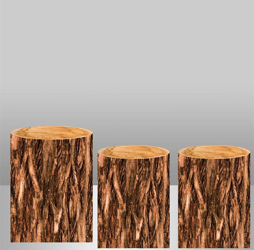 Customizable Wood Bark Elastic Fabric Cylinder Covers for Stunning Dessert Table Decor