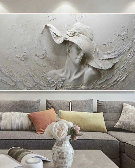 Timeless Elegance: Eco-Friendly Abstract Woman in Hat Canvas Art