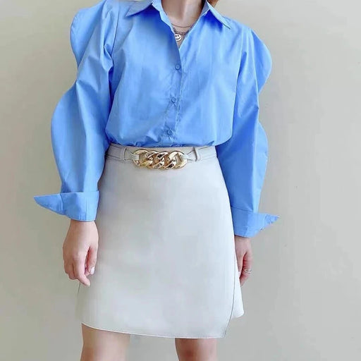 High-Waist Genuine Leather Mini Skirt