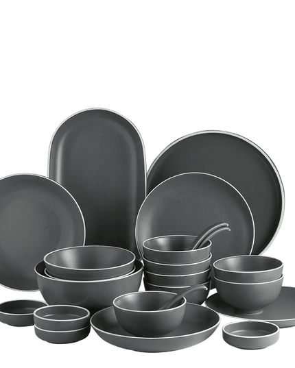 Elegant Customizable Gray Matte Ceramic Dining Collection for Memorable Gatherings