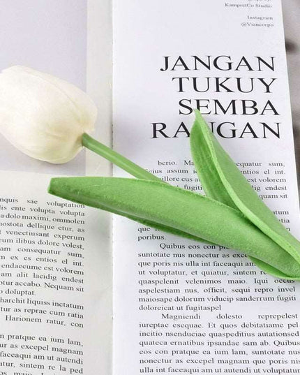 Sophisticated White Tulip Faux Floral Set - 10 Realistic Stems for Elegant Home Styling