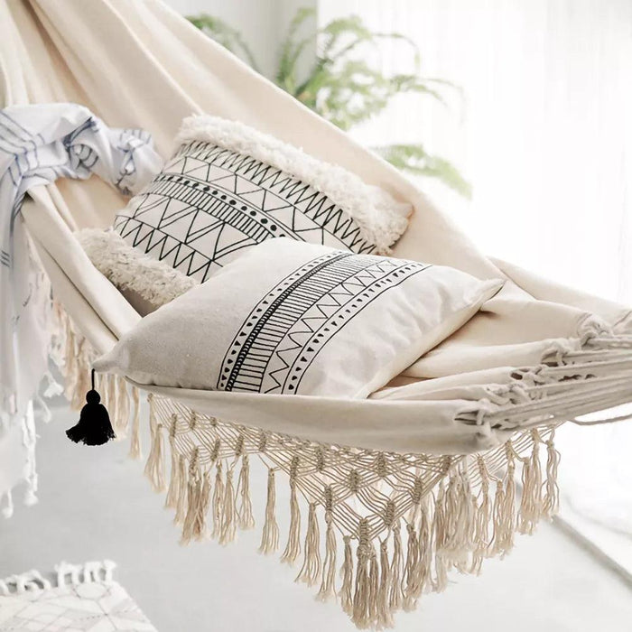 Boho Style Brazilian Macrame Fringed Deluxe Double Hammock - Premium Relaxation Experience