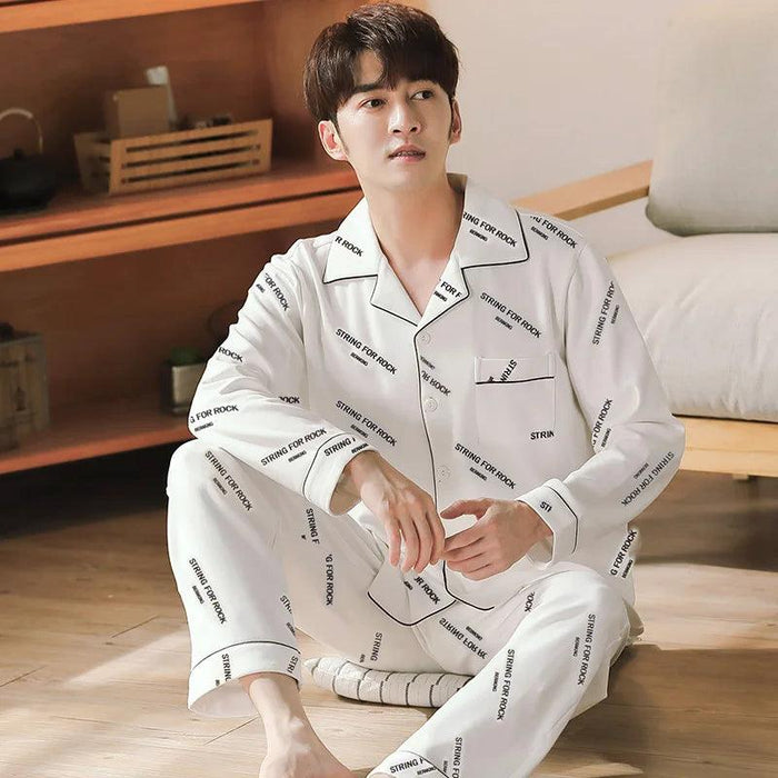 Comfort Chic: Korean Style Men's Cotton Pyjamas Set for Cozy Nights