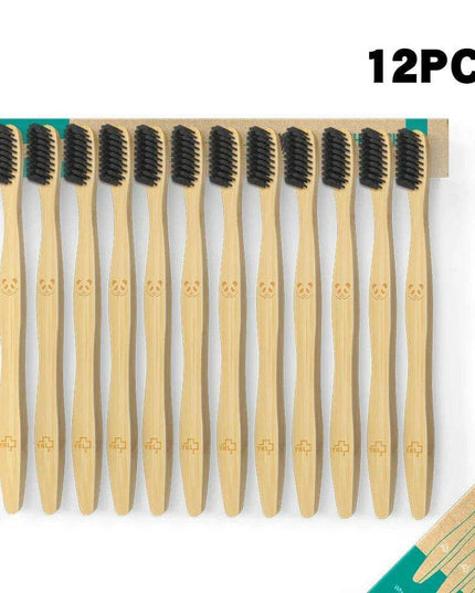 12 Pcs Charcoal Bamboo Toothbrushes Soft Eco-Friendly