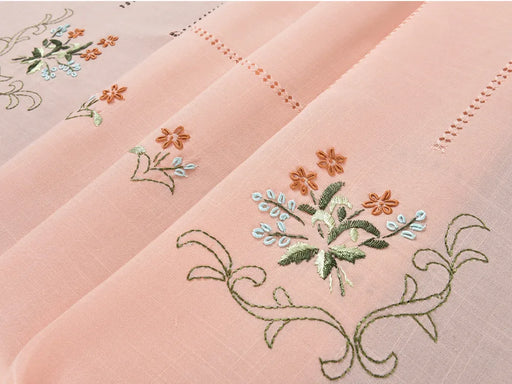 Handcrafted Light Coral Tablecloth Set with 8 Napkins - Camellia Casa Luxe Collection