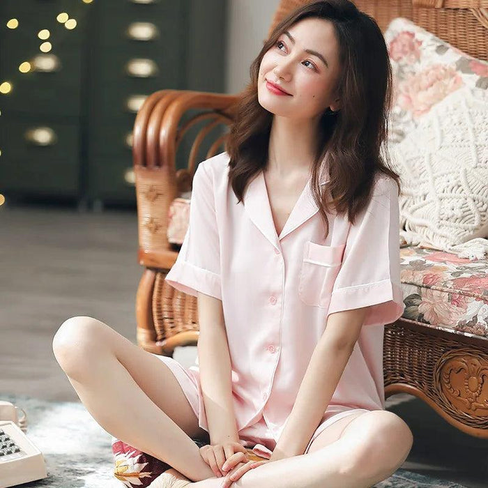 Trendy Summer Women's Lounge Set - Cozy Short Sleeve Top and Breezy Shorts