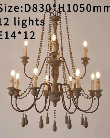 Nordic Elegance: Customizable Vintage Grey Wooden Chandelier