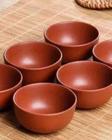 Handmade Artisan 6-Piece Purple Clay Tea Cup Collection for Tea Lovers