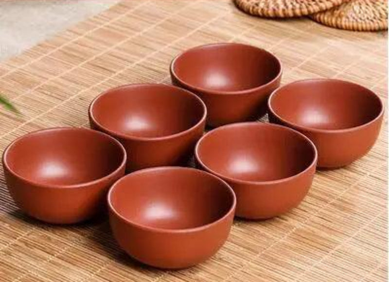 Handmade Artisan 6-Piece Purple Clay Tea Cup Collection for Tea Lovers