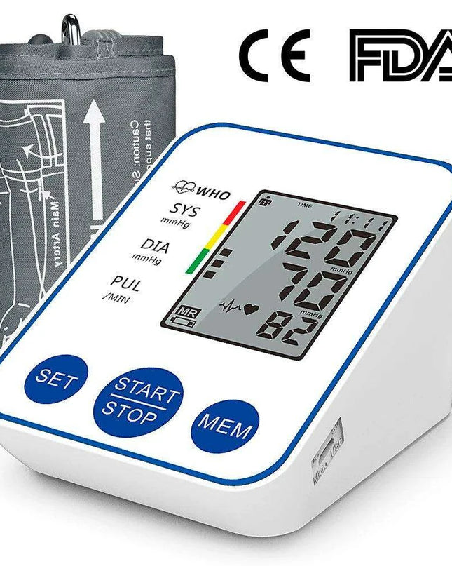 Digital Upper Arm Blood Pressure Monitor Kit with Large LCD Display for Accurate Home Health Monitoring