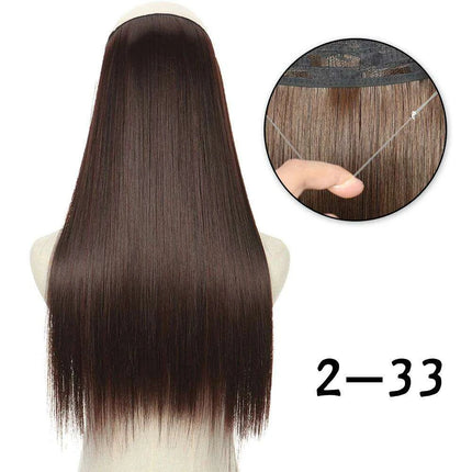 Blonde and Black Halo Hair Extensions for Effortless Volume and Length Boost