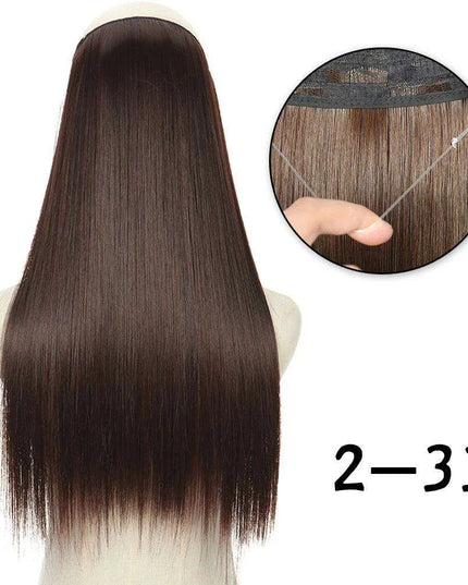 Blonde and Black Halo Hair Extensions for Effortless Volume and Length Boost