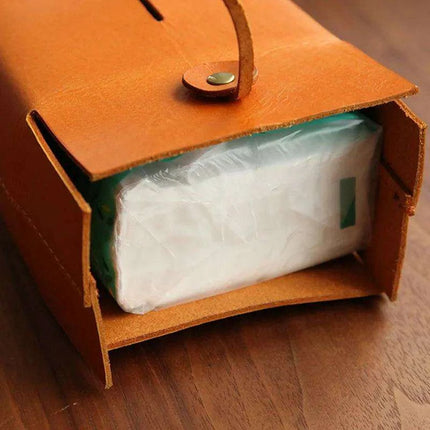 Elegant Handcrafted Leather Tissue Box with Colorful Napkin Holder Duo