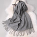 Elegant Tassel-Trimmed Lamb Wool Wrap - Luxe Winter Scarf for Fashionable Warmth