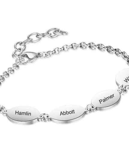 Personalized Engraved Oval Link Bracelets for Couples - Add 2 to 4 Names - Ideal Gift for Friends and Mothers