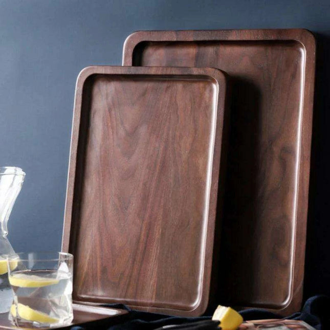 Luxury Black Walnut Serving Tray Collection - Exquisite Tableware for Upscale Dining