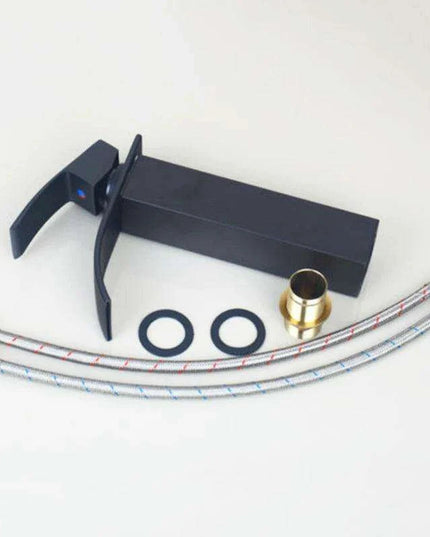 Luxurious Hand-Painted Glass Waterfall Basin Faucet Set in Stunning Blue