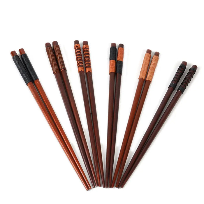 1Pair Wood Chinese Chopsticks Alloy - 6 Styles