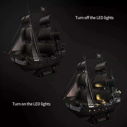 Luxurious LED-Enhanced 3D Model of the Historic Queen Anne's Revenge Pirate Ship