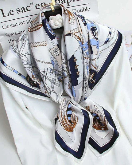 Chic Floral Silk Scarf - Luxurious 90x90cm Women's Neck Accessory