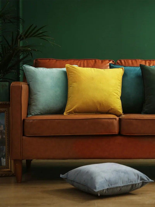 Plush Golden Velvet Pillow Cover Set - Perfect for Home, Vehicle, and Office Elegance